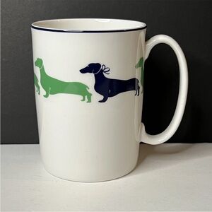 KATE SPADE LENOX Mug Green & Black Dachshund Dog